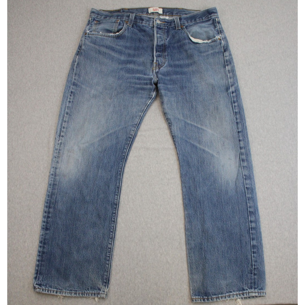 Levis 501 Jeans Mens 38 X 30 Blue 100% Cotton Straight Leg Button Fly